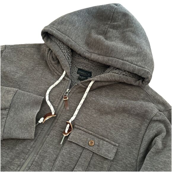 O’Neill Men’s XL Gray Sherpa Lined Heavyweight Full Zip Hoodie Surf Skate Y2K - Picture 1 of 6